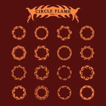 Circle Decorative Flame collection set Stock Illustration