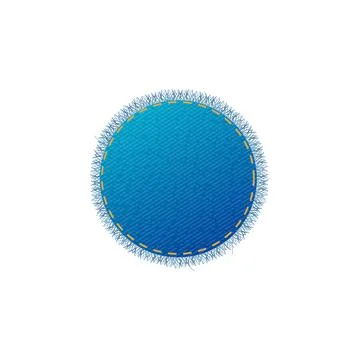 Circle denim patch mockup realistic template vector illustration isolated. Ilustración de archivo