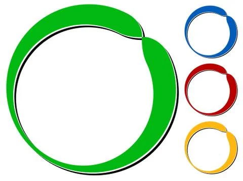 Circle design element with knockout shadow in 4 colors Иллюстрация