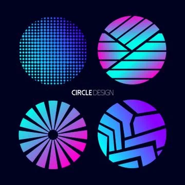 Circle design set with abstract geometry shapes Stock Illustration