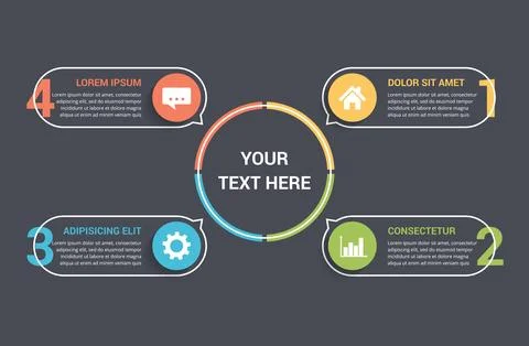 Circle diagram with 4 Elements Illustrazione stock