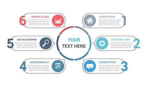 Circle Diagram with 6 Elements Illustrazione stock