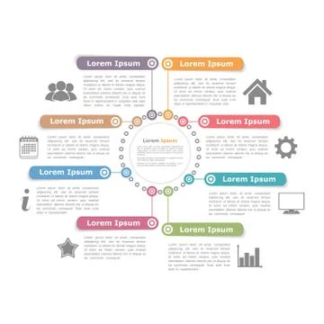 Circle Diagram with Eight Elements Stock Illustration