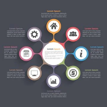Circle Diagram Eight Elements Stock Illustration