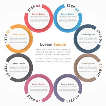 Circle Diagram Eight Elements Stock Illustration
