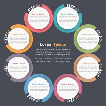 Circle Diagram Eight Elements Stock Illustration