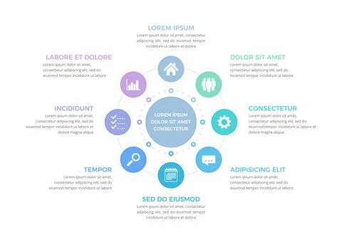 Circle Diagram - Eight Elements Stock Illustration