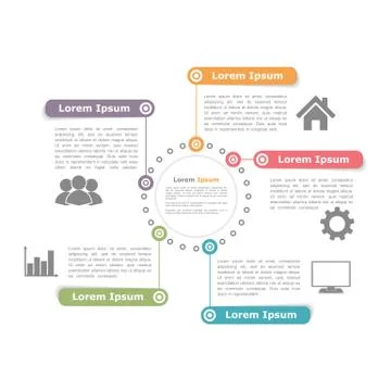 Circle Diagram with Five Elements Stock Illustration
