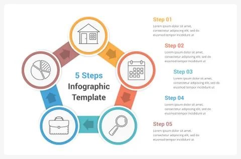 Circle Diagram with Five Elements Stock Illustration