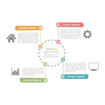 Circle Diagram with Four Elements Stock Illustration