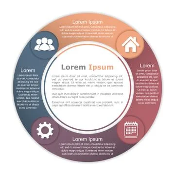 Circle Diagram with Four Elements Stock Illustration