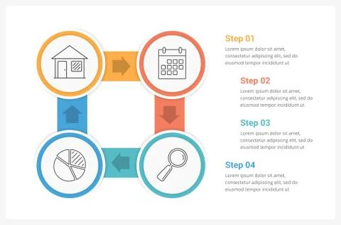 Circle Diagram with Four Elements Stock Illustration