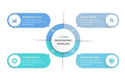 Circle Diagram with Four Elements Illustrazione stock
