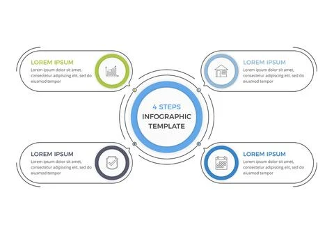 Circle Diagram with Four Elements Stock Illustration