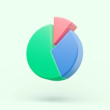 Circle diagram graph icon. Simple 3d render illustration on pastel background Stock Illustration