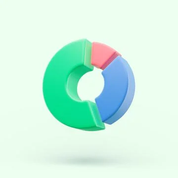 Circle diagram graph icon. Simple 3d render illustration on pastel background Stock Illustration