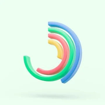 Circle diagram graph icon. Simple 3d render illustration on pastel background Stock Illustration
