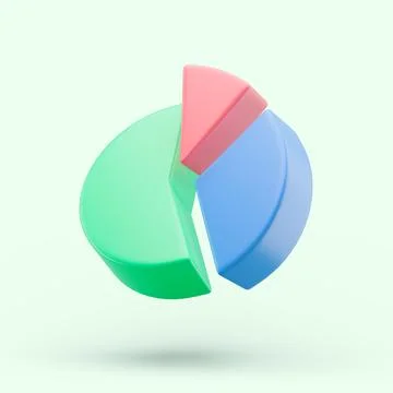 Circle diagram graph icon. Simple 3d render illustration on pastel background Stock Illustration