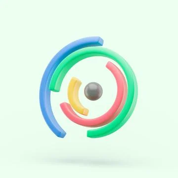 Circle diagram graph icon. Simple 3d render illustration on pastel background Illustrazione stock