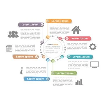 Circle Diagram with Seven Elements Stock Illustration