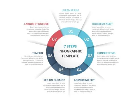 Circle Diagram with Seven Elements Illustrazione stock