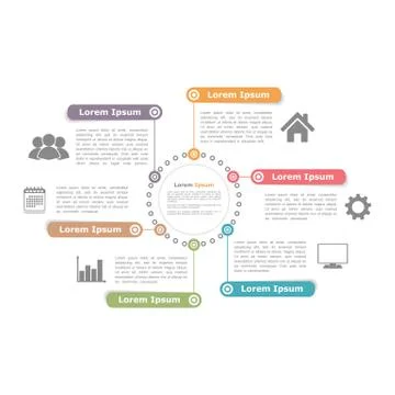 Circle Diagram with Six Elements イラスト素材