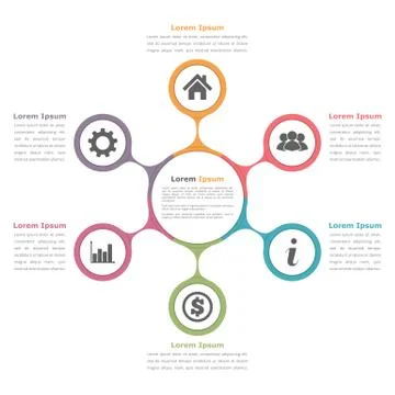 Circle Diagram with Six Elements Stock Illustration