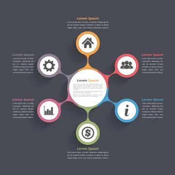 Circle Diagram Six Elements Stockillustratie