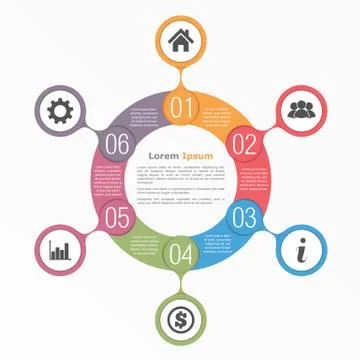 Circle Diagram Six Elements Stock Illustration