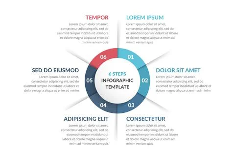Circle Diagram with Six Elements 스톡 일러스트