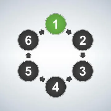 Circle diagram with six elements, infographic template, vector Stock Illustration