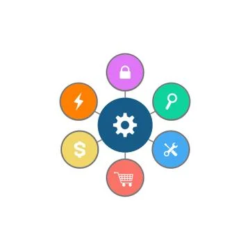 Circle diagram with six elements, infographic template, Vector illustration i Stock Illustration