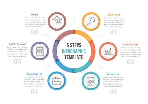 Circle Diagram with Six Steps Illustrazione stock