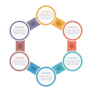 Circle Diagram with Six Steps Illustrazione stock