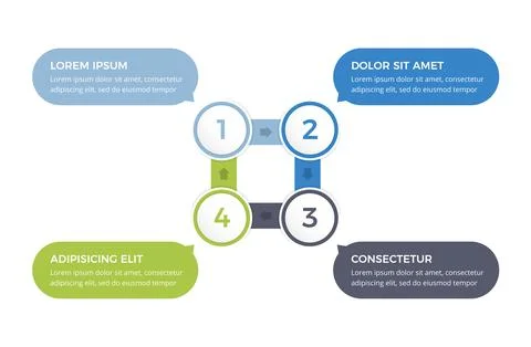 Circle Diagram Template with Four Elements Stock Illustration