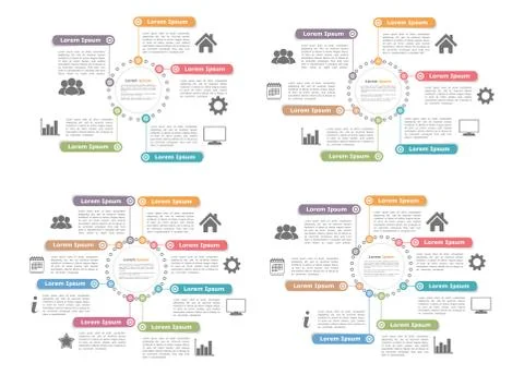 Circle Diagram Templates Set Illustrazione stock
