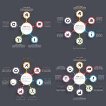 Circle Diagrams Set 스톡 일러스트