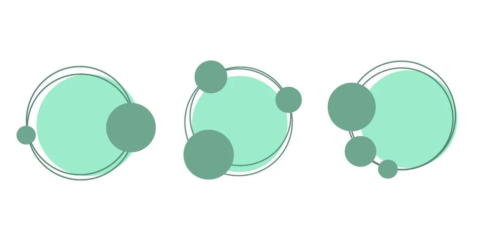 Circle of different shapes . Set of round abstract icons in a shade of green Stock Illustration