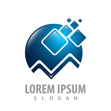 Circle digital initial letter M logo concept design. Symbol graphic template  Stock Illustration