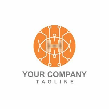 Circle digital line network logo and vector icon Illustrazione stock