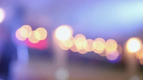 Circle disco bokeh lights, out of focus concert lights, nightclub party Stock Footage 34786368