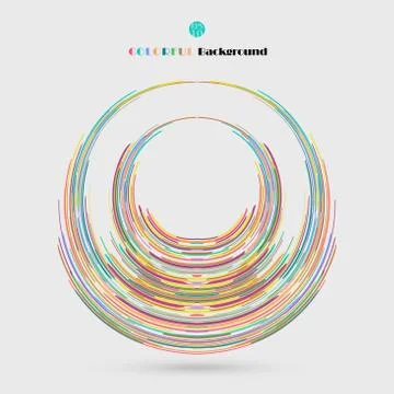 Circle of distort colorful lines pattern background. Abstraction of dimension Stock Illustration