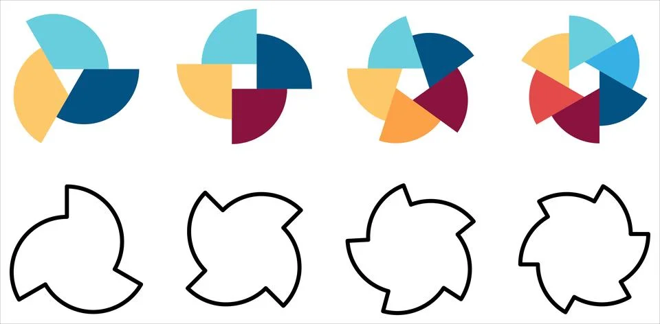 Circle divided into equal segments rotated and shifted off centre - version.. イラスト素材