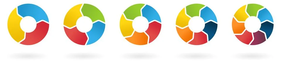 Circle divided into equal steps segments, version with coloured three to se.. Stock Illustration
