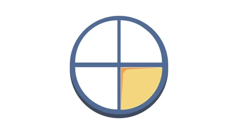 A circle divided into four sections, each filled with a different color: re.. Stock Footage 332343494