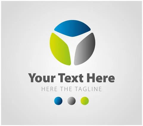 Circle divided in three pieces of colors blue green and grey. Ready logo Stock Illustration