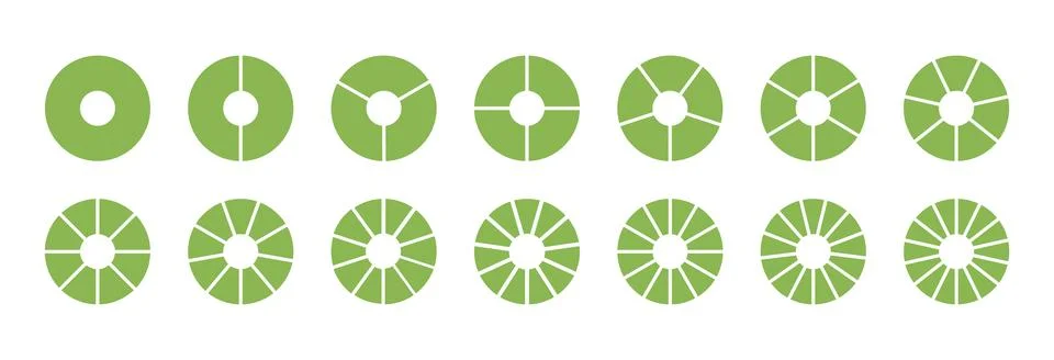 Circle division from 1 to 14 equal parts. Lifestyle balance. Wheel life template Stock Illustration