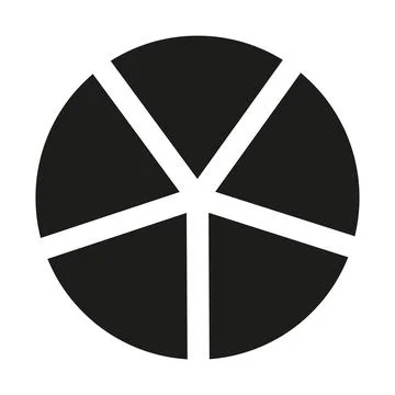 Circle division on 5 equal parts icon. Wheel divided diagrams with five segments Stockillustratie