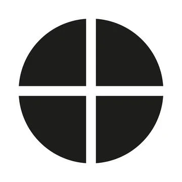 Circle division on four equal parts icon. Wheel divided diagrams with 4 segments Ilustración de archivo