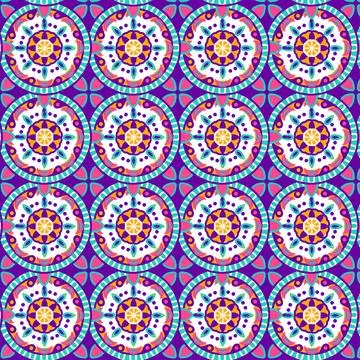 Circle Diwali Mandala Seamless Pattern Stock Illustration